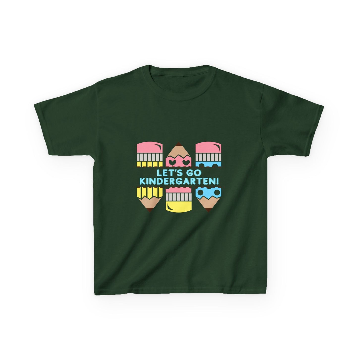 Kids Tee — "Let's Go Kindergarten" Back-to-School Pencil Graphic