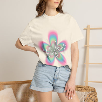 Wifey Flower Tee — Pastel Retro Floral 'Wifey' Graphic T-Shirt