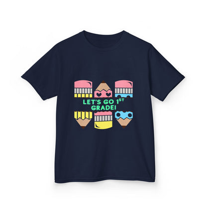 Kids T-Shirt — "Let's Go to 1st Grade" Cute Pencil Back-to-School Tee