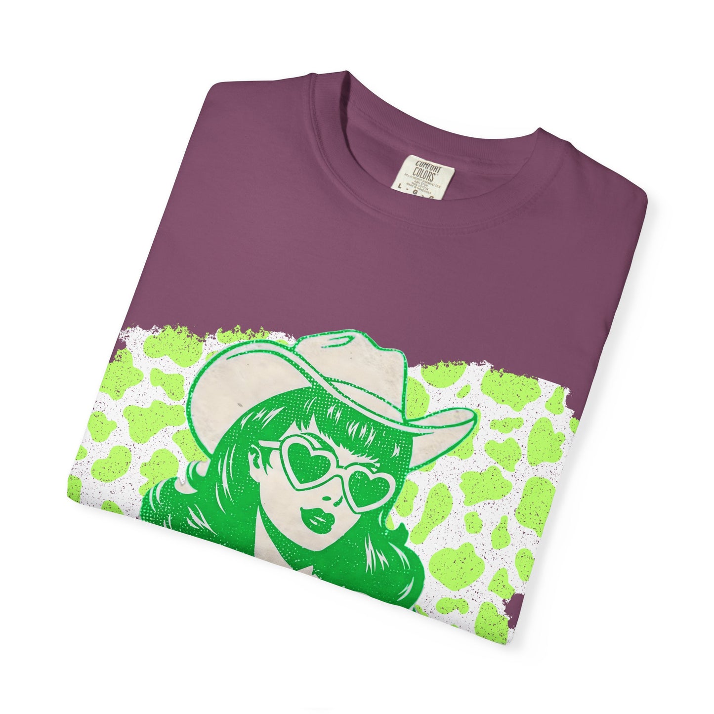 Howdy Cowgirl Graphic T-Shirt — Retro Neon Green Leopard Print with “howdy” Script