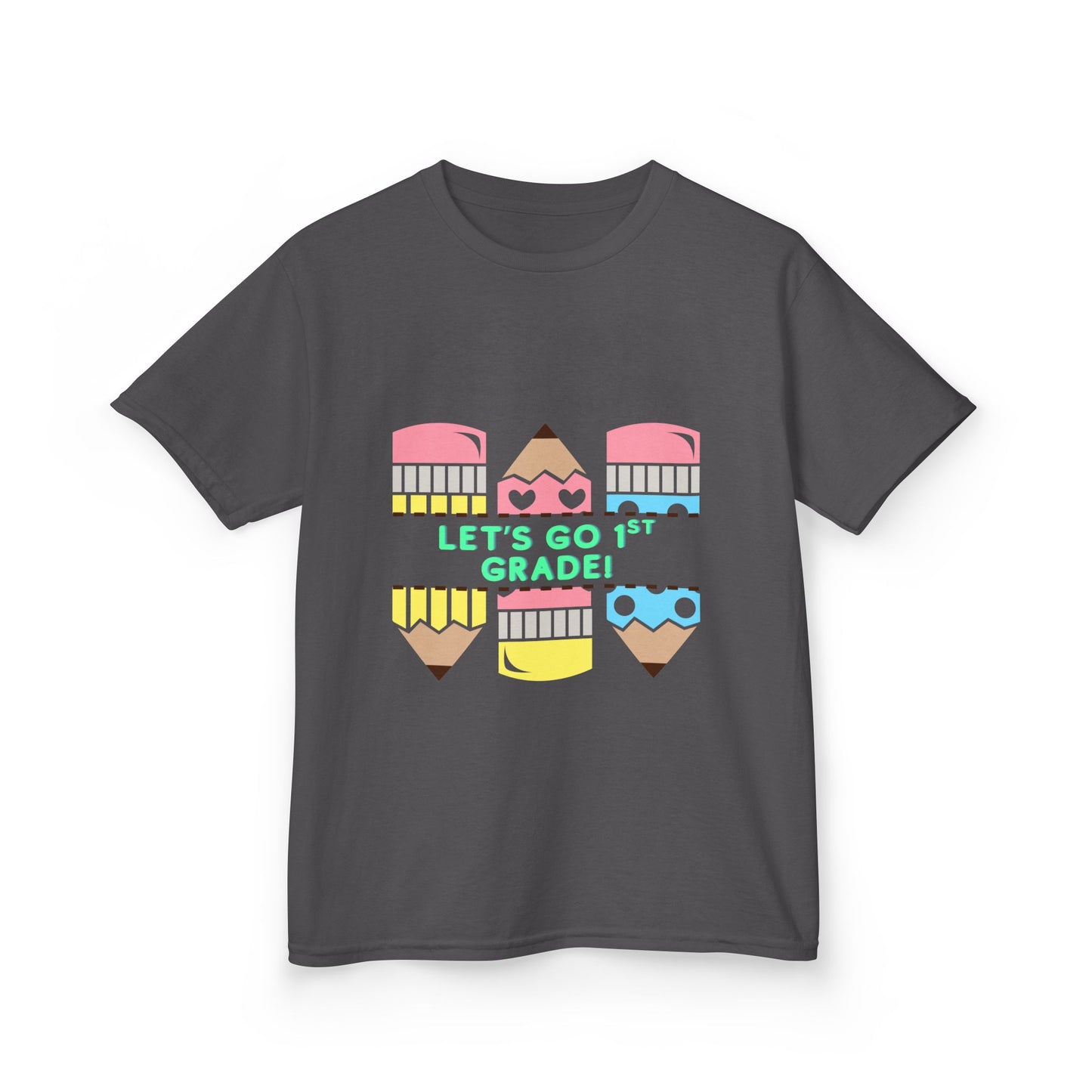 Kids T-Shirt — "Let's Go to 1st Grade" Cute Pencil Back-to-School Tee