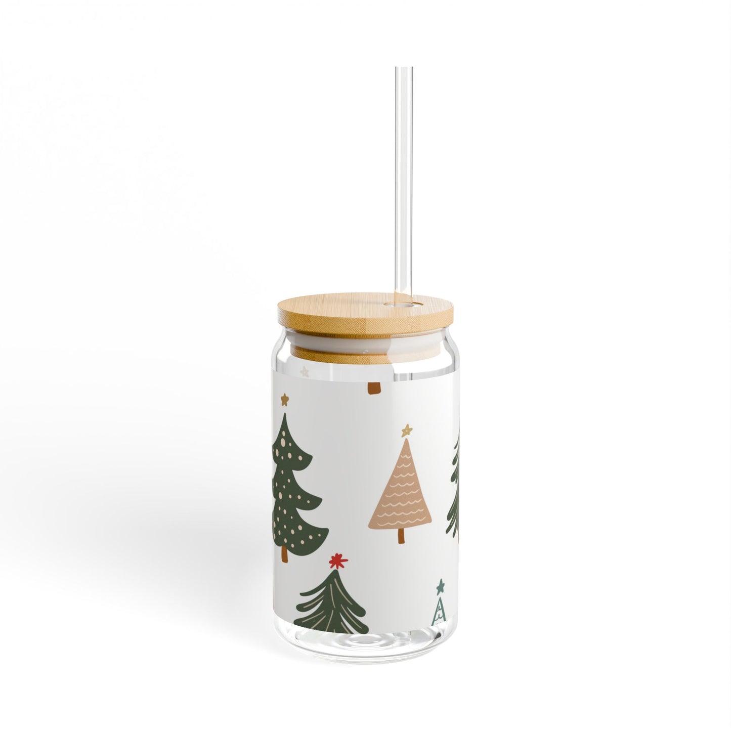 Christmas Tree Sipper Glass - 16oz Holiday Bamboo Lid Tumbler