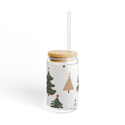 Christmas Tree Sipper Glass - 16oz Holiday Bamboo Lid Tumbler