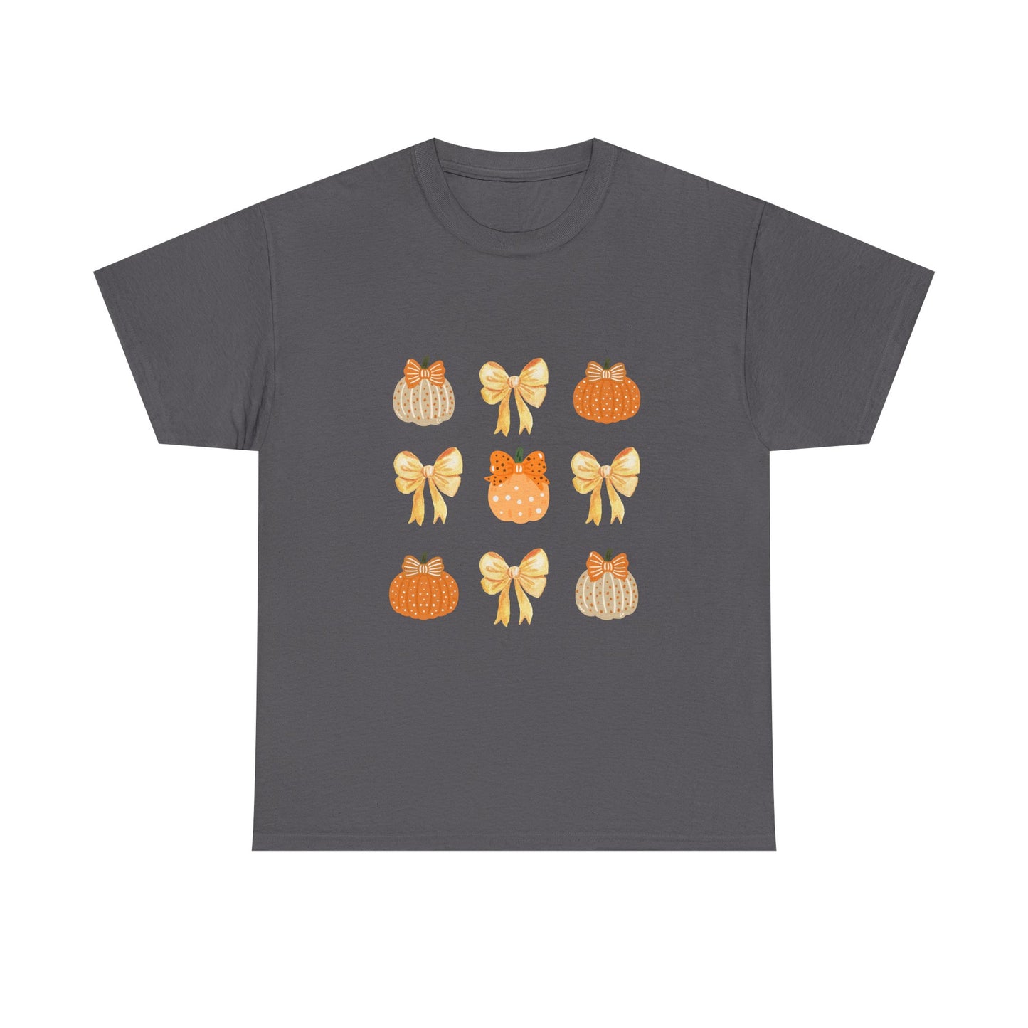 Pumpkin & Bow Fall Tee — Cute Autumn Pumpkin Graphic T-Shirt
