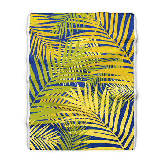 Tropical Palm Sherpa Fleece Blanket