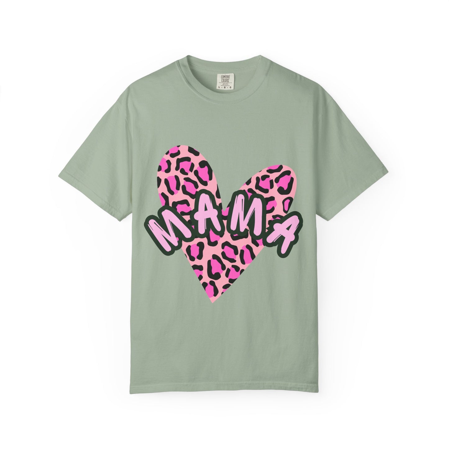 Mama Pink Leopard Heart T-Shirt